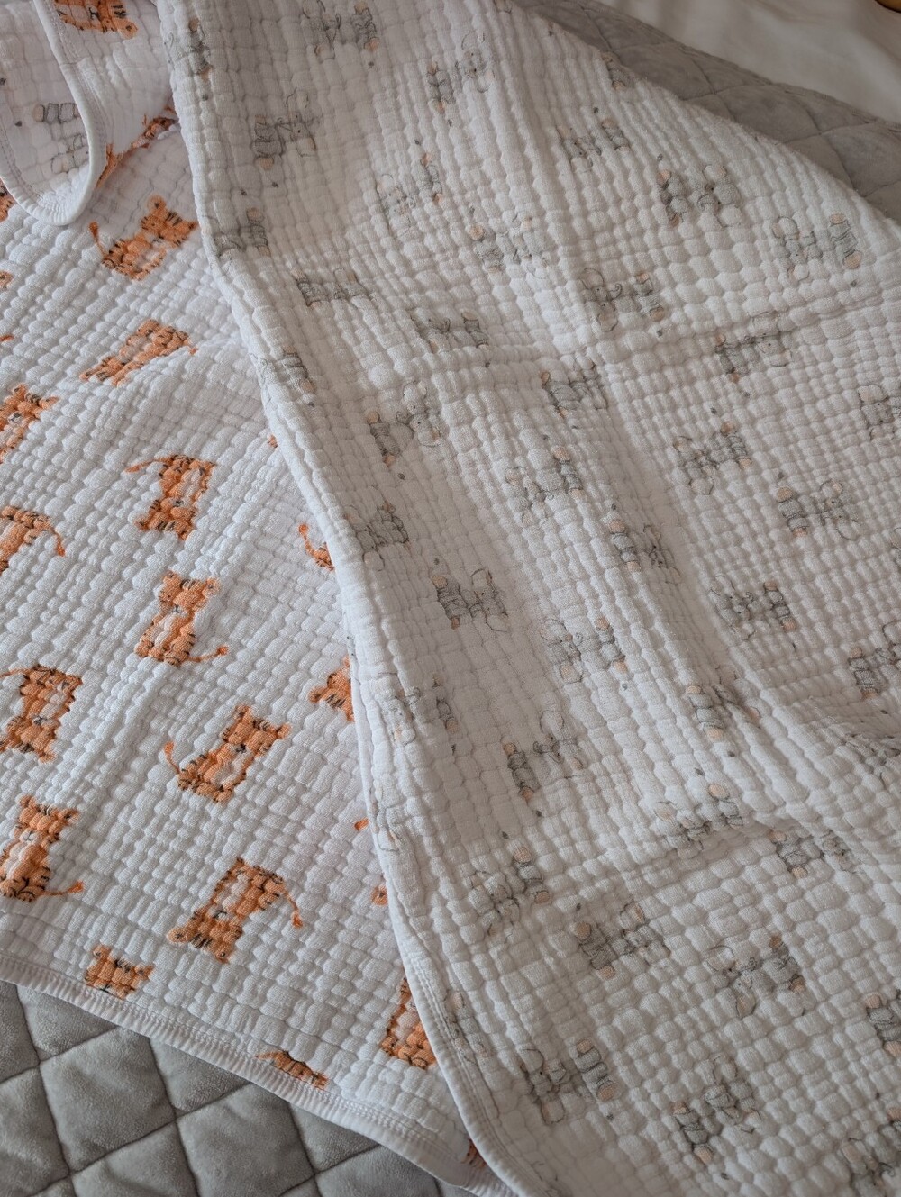 Aden And Anais Cotton Muslin Baby Blanket, Tigers And Elephants